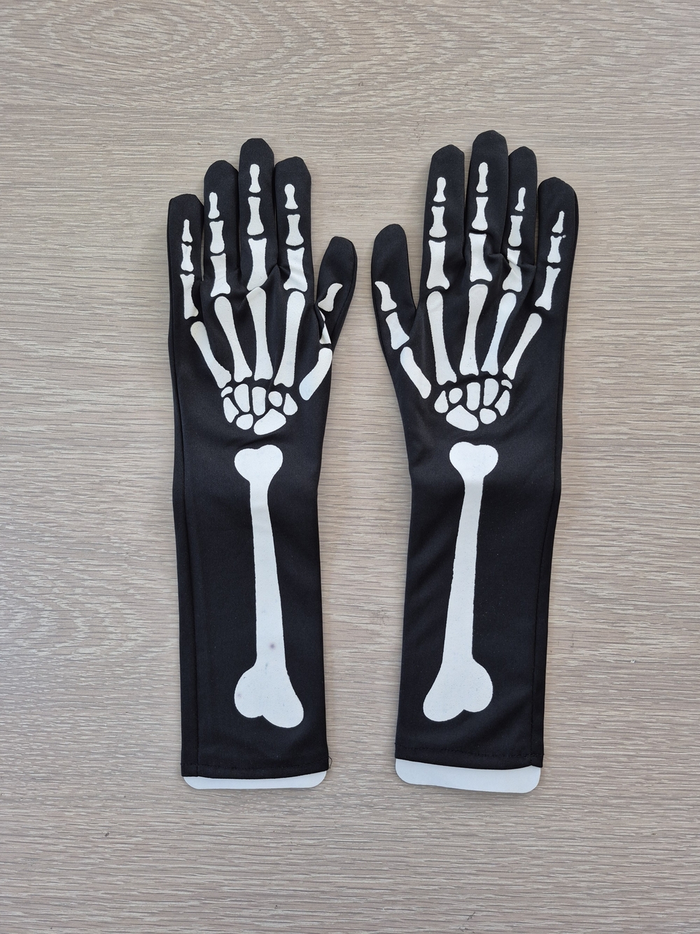 Black Skeleton Print Kids Costume Gloves